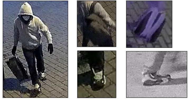 An image from an FBI poster shows images of the suspect who allegedly placed pipe bombs in Washington on Jan. 6, 2021. (FBI via AP)