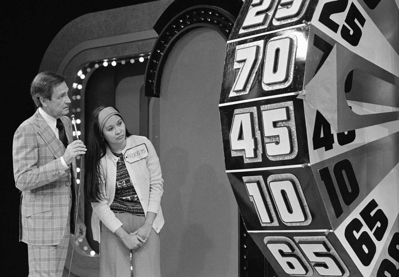 Barker with a contestant on "The Price Is Right" in February 1978.