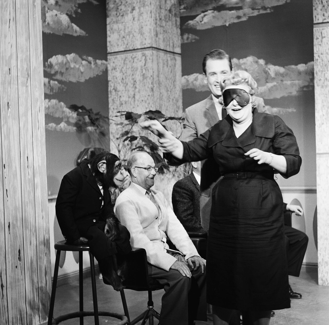Bob Barker with contestants on "Truth or Consequences" in 1963.