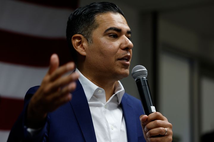 Rep.-elect Robert Garcia (D-Calif.) speaks at a Congressional Hispanic Caucus gathering at the headquarters of the Democratic National Committee on Nov. 18.