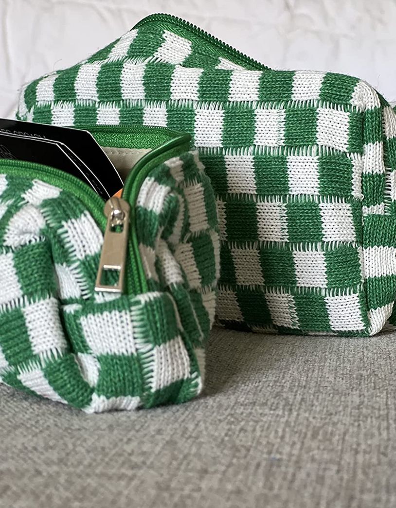 A set of TikTok-beloved, high quality checkered cosmetic bags