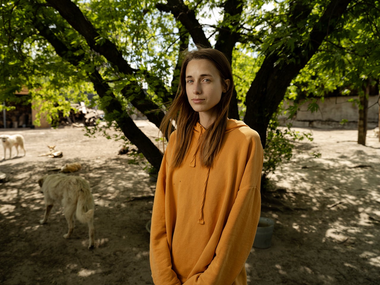 Maria Vronska, 24, helps her grandmother Asia Sepinska run the Hostomel Animal Shelter in Hostomel, Ukraine.