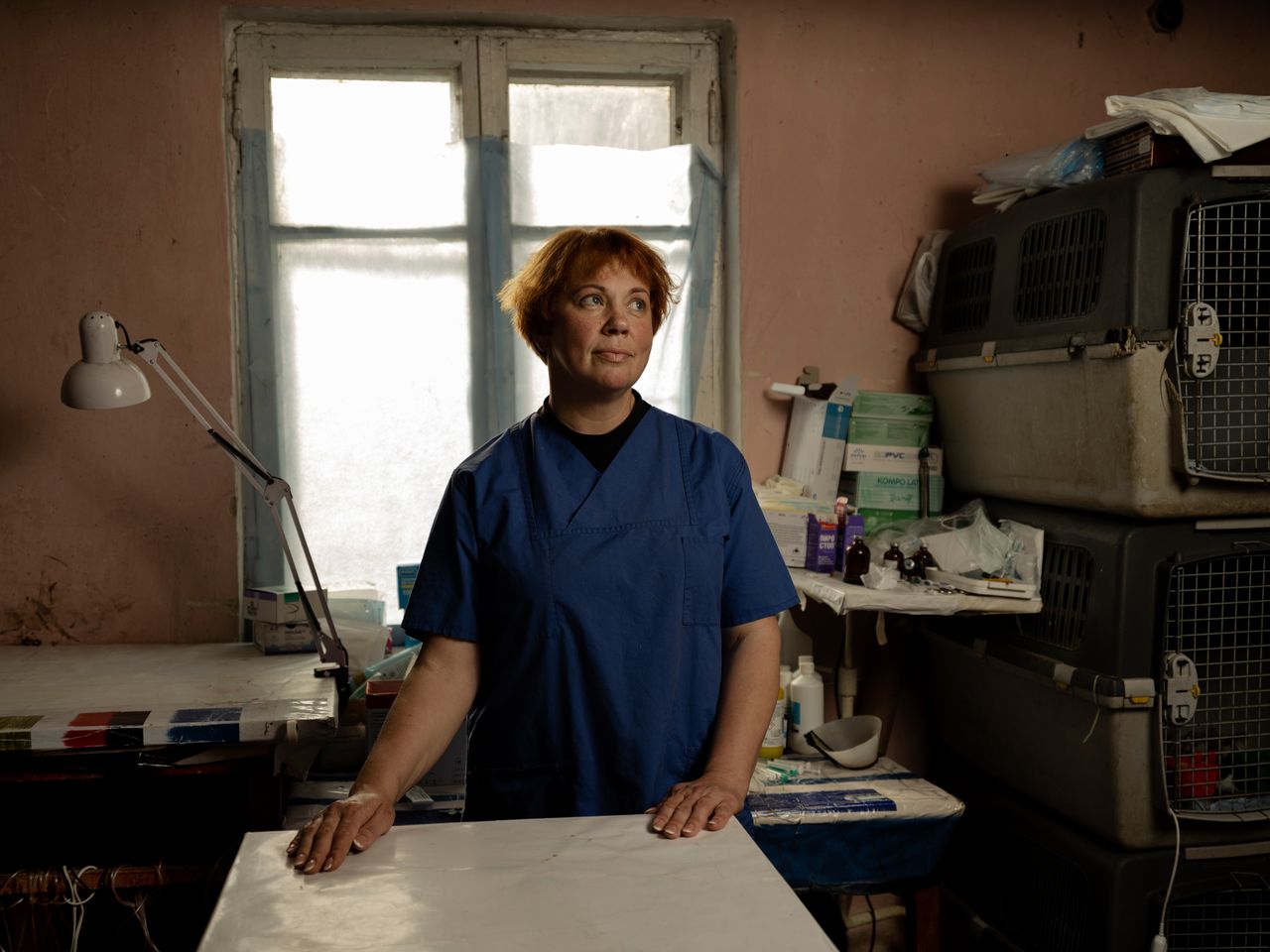 Maryna Shumeiko, 46, works at her animal shelter, CatDog, in the village of Ivankiv, Ukraine.