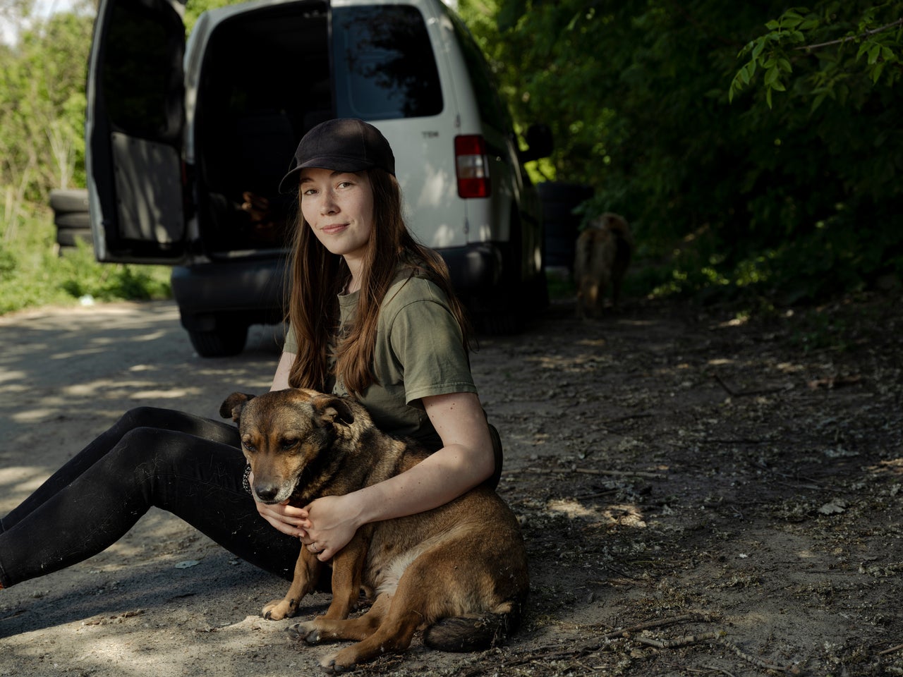 Cynthia van de Kamp, 24, near SOS Kyiv animal shelter, where she volunteers.