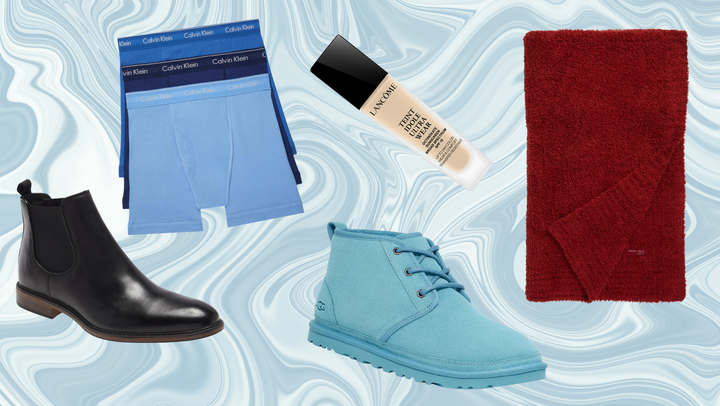 Nordstrom Chelsea boot, Calvin Klein boxer briefs, Ugg chukka boot, Lancome Teint Idole foundation, Barefoot Dreams blanket