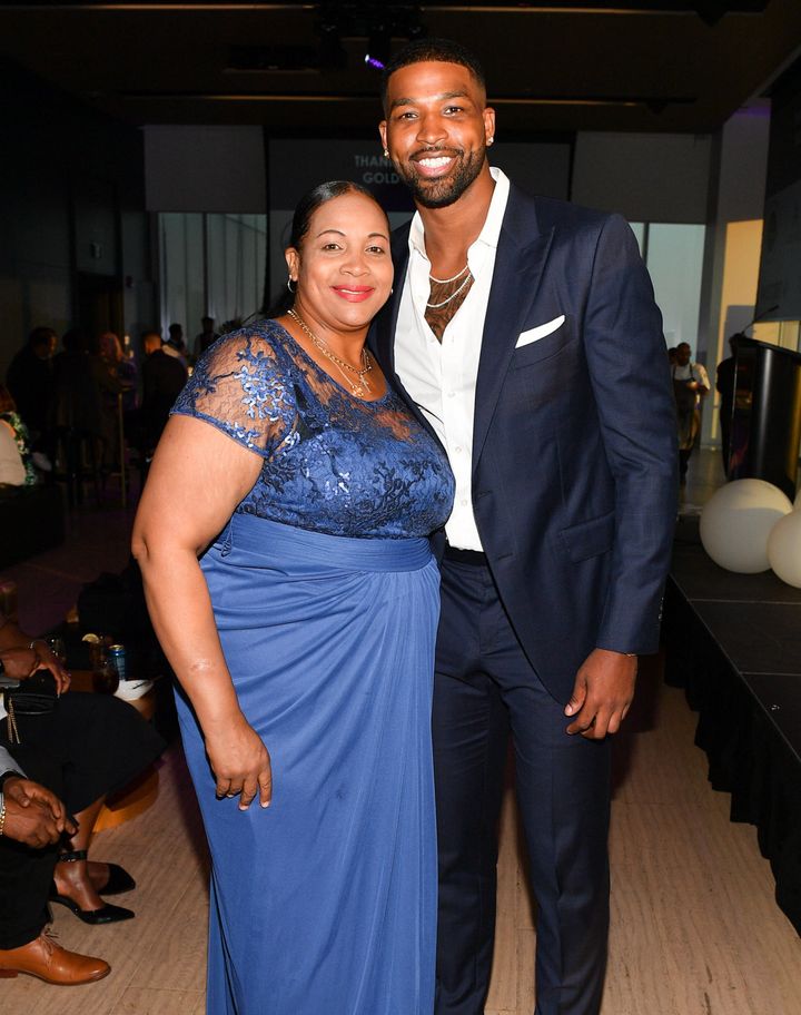 Tristan Thompson and his mother Andrea Thompson at The Amari Thompson Soiree 2019 in support of Epilepsy Toronto on Aug. 1, 2019, in Toronto, Canada.