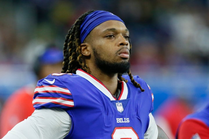 Damar Hamlin during an NFL game against the Cleveland Browns, Nov. 20, 2022, in Detroit. The Buffalo Bills player collapsed on the field during a game against the Cincinnati Bengals on Monday, Jan. 2, 2023, and he recently made his first public comments via social media.