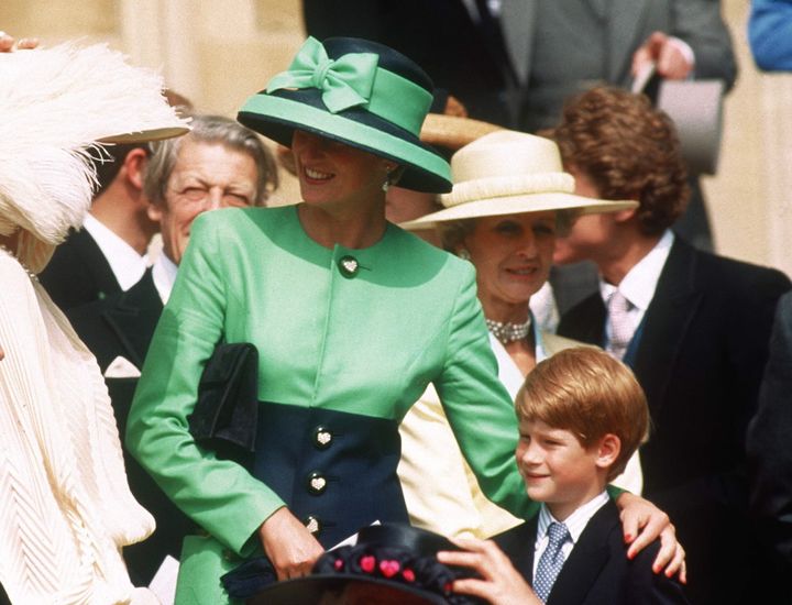 Princess Diana pictured with Prince Harry during his childhood