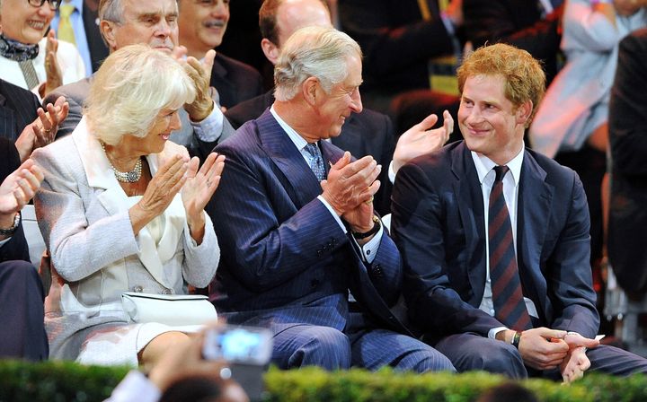 The Queen Consort and King with Prince Harry in 2015
