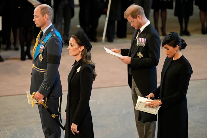The Prince and Princess of Wales with the Duke and Duchess of Sussex on the day of Queen Elizabeth II's funeral