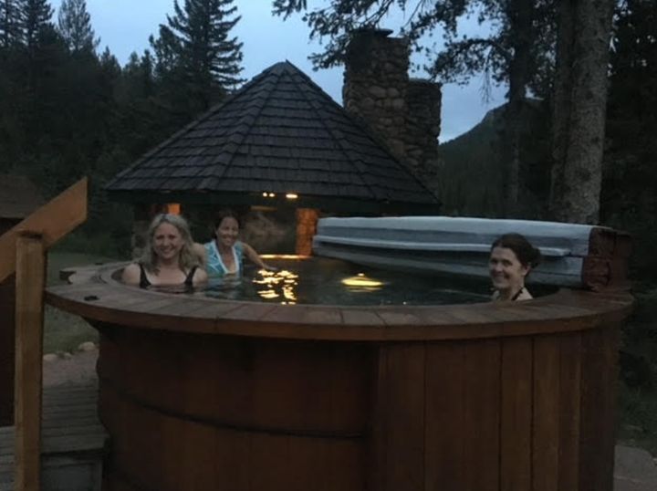 The wedding reception took place in a hot tub.