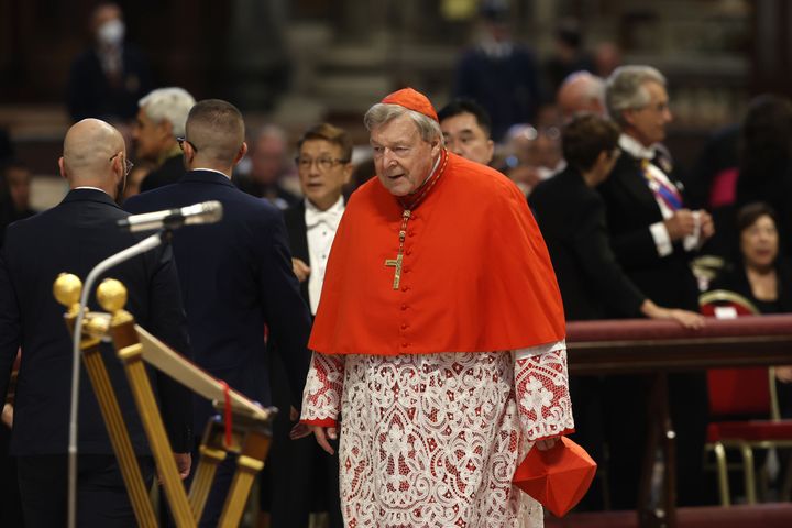 Cardinal George Pell arrives for the consistory celebrated by Pope Francis for the creation of new cardinals in St. Peter's Basilica in Vatican City on Aug. 27, 2022.