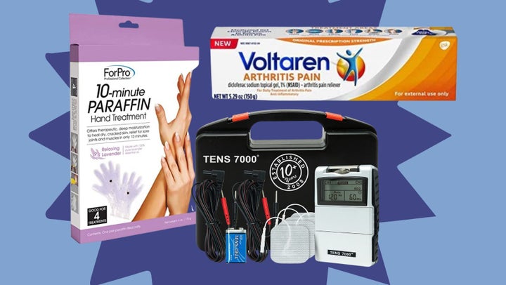 An at-home <a href="https://www.amazon.com/Paraffin-Wax-Works-10-Minute-Treatment/dp/B014FPMWJM?tag=tessaflores-20&ascsubtag=63bde68de4b0b2e1506bcf5c%2C-1%2C-1%2Cd%2C0%2C0%2Chp-fil-am%3D0%2C0%3A0%2C0%2C0%2C0" target="_blank" data-affiliate="true" role="link" data-amazon-link="true" rel="sponsored" class=" js-entry-link cet-external-link" data-vars-item-name="paraffin wax treatment" data-vars-item-type="text" data-vars-unit-name="63bde68de4b0b2e1506bcf5c" data-vars-unit-type="buzz_body" data-vars-target-content-id="https://www.amazon.com/Paraffin-Wax-Works-10-Minute-Treatment/dp/B014FPMWJM?tag=tessaflores-20&ascsubtag=63bde68de4b0b2e1506bcf5c%2C-1%2C-1%2Cd%2C0%2C0%2Chp-fil-am%3D0%2C0%3A0%2C0%2C0%2C0" data-vars-target-content-type="url" data-vars-type="web_external_link" data-vars-subunit-name="article_body" data-vars-subunit-type="component" data-vars-position-in-subunit="0">paraffin wax treatment</a>, <a href="https://www.amazon.com/Voltaren-Topical-Gel-5-29-Ounce/dp/B08H4M2SD6?tag=tessaflores-20&ascsubtag=63bde68de4b0b2e1506bcf5c%2C-1%2C-1%2Cd%2C0%2C0%2Chp-fil-am%3D0%2C0%3A0%2C0%2C0%2C0" target="_blank" data-affiliate="true" role="link" data-amazon-link="true" rel="sponsored" class=" js-entry-link cet-external-link" data-vars-item-name="Voltaren arthritis gel" data-vars-item-type="text" data-vars-unit-name="63bde68de4b0b2e1506bcf5c" data-vars-unit-type="buzz_body" data-vars-target-content-id="https://www.amazon.com/Voltaren-Topical-Gel-5-29-Ounce/dp/B08H4M2SD6?tag=tessaflores-20&ascsubtag=63bde68de4b0b2e1506bcf5c%2C-1%2C-1%2Cd%2C0%2C0%2Chp-fil-am%3D0%2C0%3A0%2C0%2C0%2C0" data-vars-target-content-type="url" data-vars-type="web_external_link" data-vars-subunit-name="article_body" data-vars-subunit-type="component" data-vars-position-in-subunit="1">Voltaren arthritis gel</a> and a <a href="https://www.amazon.com/TENS-7000-Digital-Unit-Accessories/dp/B00NCRE4GO?tag=tessaflores-20&ascsubtag=63bde68de4b0b2e1506bcf5c%2C-1%2C-1%2Cd%2C0%2C0%2Chp-fil-am%3D0%2C0%3A0%2C0%2C0%2C0" target="_blank" data-affiliate="true" role="link" data-amazon-link="true" rel="sponsored" class=" js-entry-link cet-external-link" data-vars-item-name="digital TENS unit" data-vars-item-type="text" data-vars-unit-name="63bde68de4b0b2e1506bcf5c" data-vars-unit-type="buzz_body" data-vars-target-content-id="https://www.amazon.com/TENS-7000-Digital-Unit-Accessories/dp/B00NCRE4GO?tag=tessaflores-20&ascsubtag=63bde68de4b0b2e1506bcf5c%2C-1%2C-1%2Cd%2C0%2C0%2Chp-fil-am%3D0%2C0%3A0%2C0%2C0%2C0" data-vars-target-content-type="url" data-vars-type="web_external_link" data-vars-subunit-name="article_body" data-vars-subunit-type="component" data-vars-position-in-subunit="2">digital TENS unit</a>. 