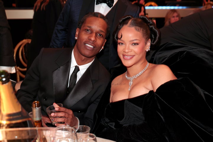 A$AP Rocky and Rihanna – who welcomed their first child last year – at the Golden Globes