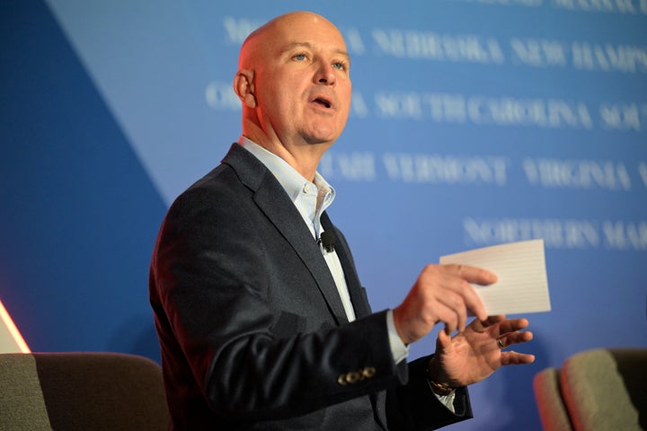 Pete Ricketts takes part in a panel discussion during a Republican Governors Association conference, Nov. 15, 2022, in Orlando, Fla. In one of his first acts as Nebraska’s governor, Republican Jim Pillen on Jan. 12, 2023, named former governor Ricketts, who helped Pillen get elected, to the state’s vacant U.S. Senate seat. (AP Photo/Phelan M. Ebenhack, File)