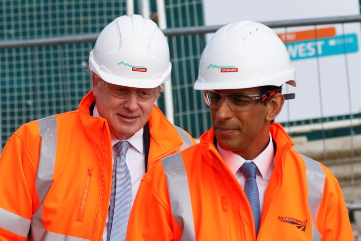 Rishi Sunak with his predecessor Boris Johnson in 2021.