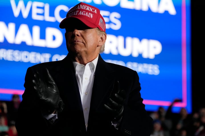 FILE - Former President Donald Trump arrives at a rally, March 12, 2022, in Florence, South Carolina.