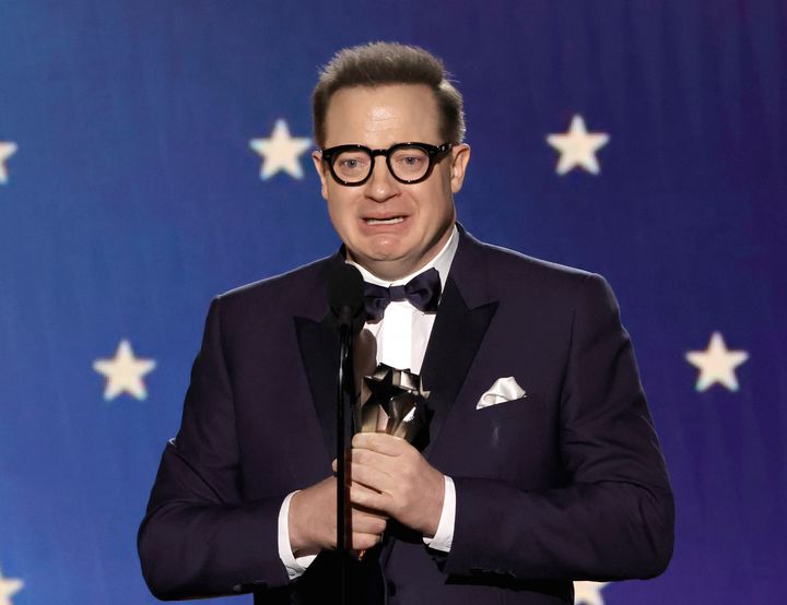 Brendan Fraser accepts the Best Actor award for The Whale onstage during the 28th Annual Critics Choice Awards.