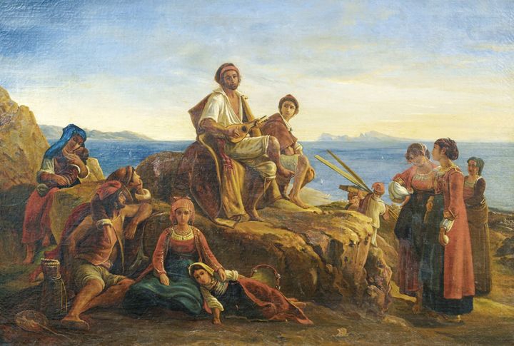 Πρόσφυγες από την Πάργα (πρώτο μισό 19ου αιώνα), λάδι σε μουσαμά 55 Χ 83 εκατ.
