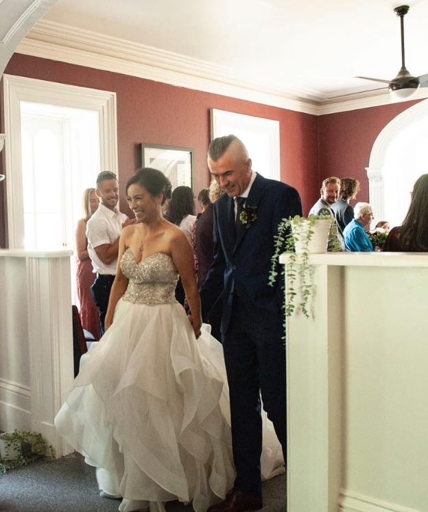 The author and Michael at their wedding at Westover Inn in St. Mary’s in Ontario, Canada.