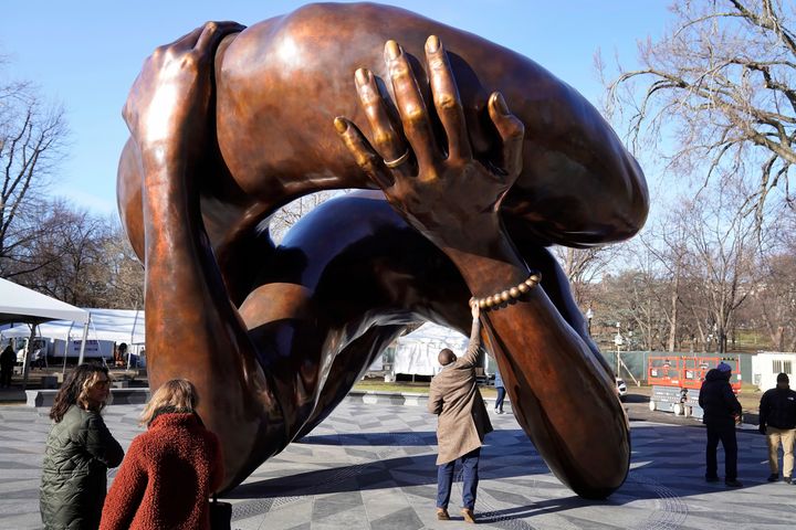 "The Embrace," a memorial to Martin Luther King Jr. and Coretta Scott King, in the Boston Common.