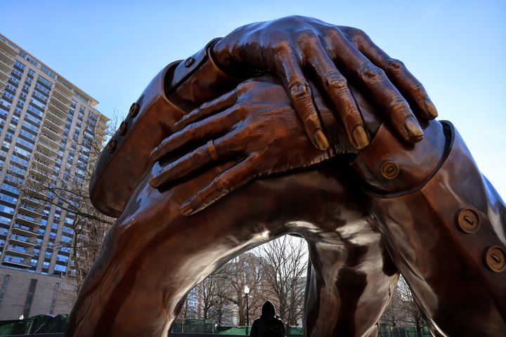 Embrace, the Martin Luther King Jr. memorial sculpture at Boston Common. 