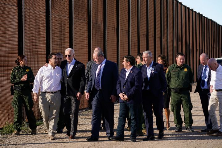 President Joe Biden also recently visited the U.S.-Mexico border in El Paso, Texas. He met with Rep. Henry Cuellar, D-Texas, second from left, on Jan. 8, 2023.