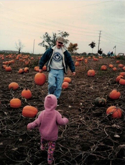 The author and her father at a pumpkin patch in the late '90s.
