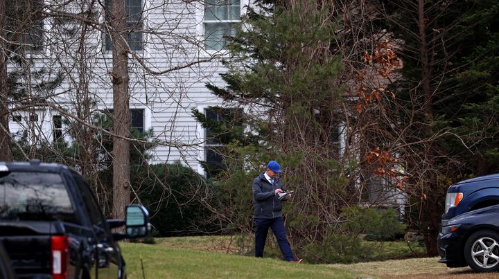 Investigators are seen at the home of Brian and Ana Walshe on Jan. 9 after she went missing on New Year's Day. 