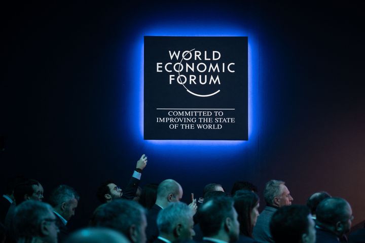 TOPSHOT - Participants are seen during a session of the World Economic Forum (WEF) annual meeting in Davos on January 17, 2023. (Photo by Fabrice COFFRINI/AFP) (Photo by FABRICE COFFRINI/AFP via Getty Images)