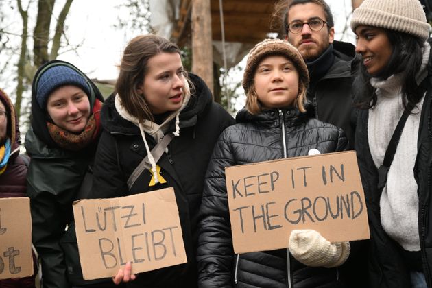 ドイツ・リュツェラート村の廃村と炭鉱拡大に抗議するグレタ・トゥーンベリさんら環境活動家たち（2023年1月13日）