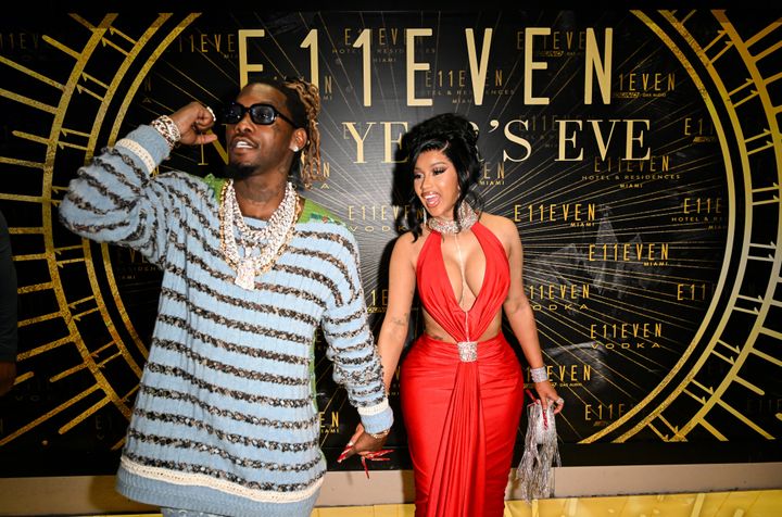 Cardi B and Offset on Dec. 31, 2022, in Miami, Florida.