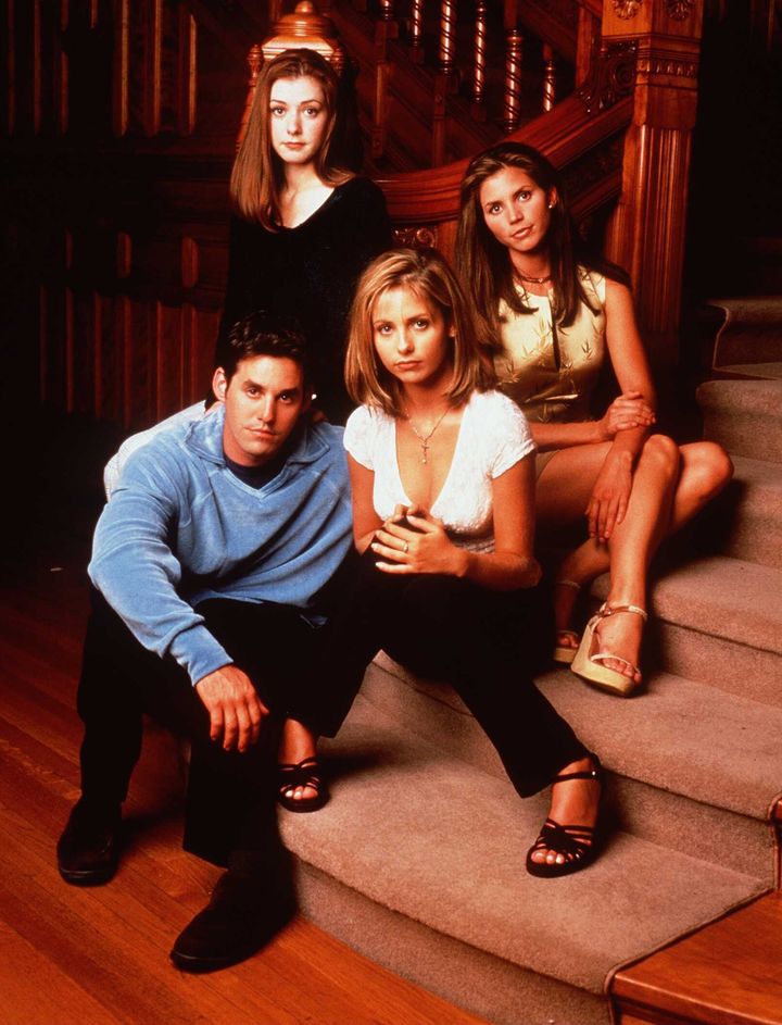 Clockwise from top left: Alyson Hannigan as Willow Rosenberg, Charisma Carpenter as Cordelia Chase, Sarah Michelle Gellar as Buffy Summers and Nicholas Brendon as Xander Harris in “Buffy the Vampire Slayer.”