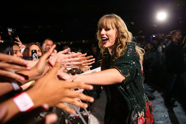 Taylor Swift interacts with fans at a Perth, Australia, show during her 2018 tour. 