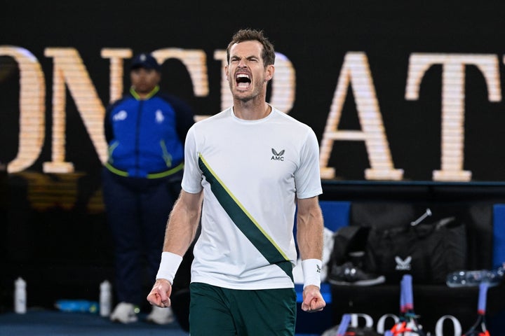 Britain's Andy Murray celebrates after victory against Australia's Thanasi Kokkinakis during their men's singles match of the Australian Open.