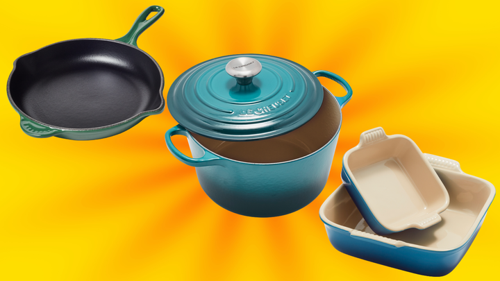 Le Creuset <a href="https://surlatable.aiy7.net/c/2706071/635796/10190?subId1=63c966b0e4b0c2b49ad39d5a&u=https%3A%2F%2Fwww.surlatable.com%2Fle-creuset-classic-skillet-9%2FPRO-7434939.html" target="_blank" role="link" rel="sponsored" class=" js-entry-link cet-external-link" data-vars-item-name="classic skillet," data-vars-item-type="text" data-vars-unit-name="63c966b0e4b0c2b49ad39d5a" data-vars-unit-type="buzz_body" data-vars-target-content-id="https://surlatable.aiy7.net/c/2706071/635796/10190?subId1=63c966b0e4b0c2b49ad39d5a&u=https%3A%2F%2Fwww.surlatable.com%2Fle-creuset-classic-skillet-9%2FPRO-7434939.html" data-vars-target-content-type="url" data-vars-type="web_external_link" data-vars-subunit-name="article_body" data-vars-subunit-type="component" data-vars-position-in-subunit="0">classic skillet,</a><a href="https://surlatable.aiy7.net/c/2706071/635796/10190?subId1=63c966b0e4b0c2b49ad39d5a&u=https%3A%2F%2Fwww.surlatable.com%2Fle-creuset-525qt-deep-round-oven%2FPRO-4482816.html%3Fdwvar_PRO-4482816_color%3DCerise" target="_blank" role="link" rel="sponsored" class=" js-entry-link cet-external-link" data-vars-item-name="5.25 quart round deep Dutch oven" data-vars-item-type="text" data-vars-unit-name="63c966b0e4b0c2b49ad39d5a" data-vars-unit-type="buzz_body" data-vars-target-content-id="https://surlatable.aiy7.net/c/2706071/635796/10190?subId1=63c966b0e4b0c2b49ad39d5a&u=https%3A%2F%2Fwww.surlatable.com%2Fle-creuset-525qt-deep-round-oven%2FPRO-4482816.html%3Fdwvar_PRO-4482816_color%3DCerise" data-vars-target-content-type="url" data-vars-type="web_external_link" data-vars-subunit-name="article_body" data-vars-subunit-type="component" data-vars-position-in-subunit="1">5.25 quart round deep Dutch oven</a> and <a href="https://surlatable.aiy7.net/c/2706071/635796/10190?subId1=63c966b0e4b0c2b49ad39d5a&u=https%3A%2F%2Fwww.surlatable.com%2Fle-creuset-heritage-s2-square-baking-dishes%2FPRO-6561153.html" target="_blank" role="link" rel="sponsored" class=" js-entry-link cet-external-link" data-vars-item-name="square bakers" data-vars-item-type="text" data-vars-unit-name="63c966b0e4b0c2b49ad39d5a" data-vars-unit-type="buzz_body" data-vars-target-content-id="https://surlatable.aiy7.net/c/2706071/635796/10190?subId1=63c966b0e4b0c2b49ad39d5a&u=https%3A%2F%2Fwww.surlatable.com%2Fle-creuset-heritage-s2-square-baking-dishes%2FPRO-6561153.html" data-vars-target-content-type="url" data-vars-type="web_external_link" data-vars-subunit-name="article_body" data-vars-subunit-type="component" data-vars-position-in-subunit="2">square bakers</a>.