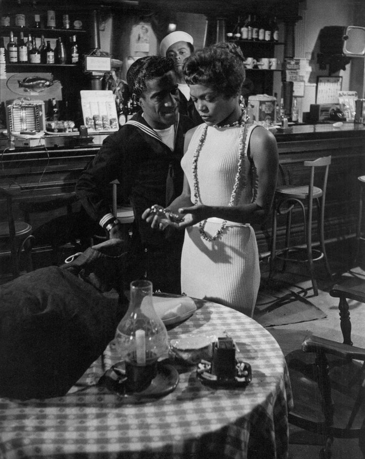 Actors Sammy Davis Jr. and Eartha Kitt in a scene from the film "Anna Lucasta" Which was released in 1958.