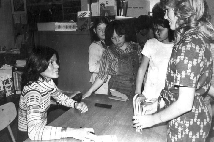Judy Blume visits a school in 1977. She published her most famous work, “Are You There God? It’s Me, Margaret," in 1970.