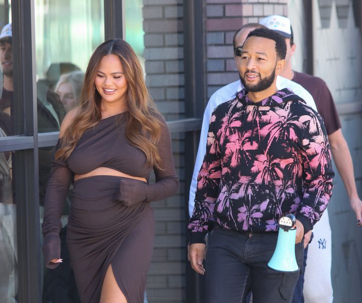 Chrissy Teigen and John Legend are pictured in Los Angeles on Oct. 25.
