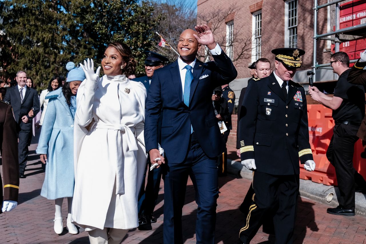 Wes Moore, arriving at the Maryland State House, is the first Black governor of Maryland and the third Black person elected governor in U.S. since the Civil War.