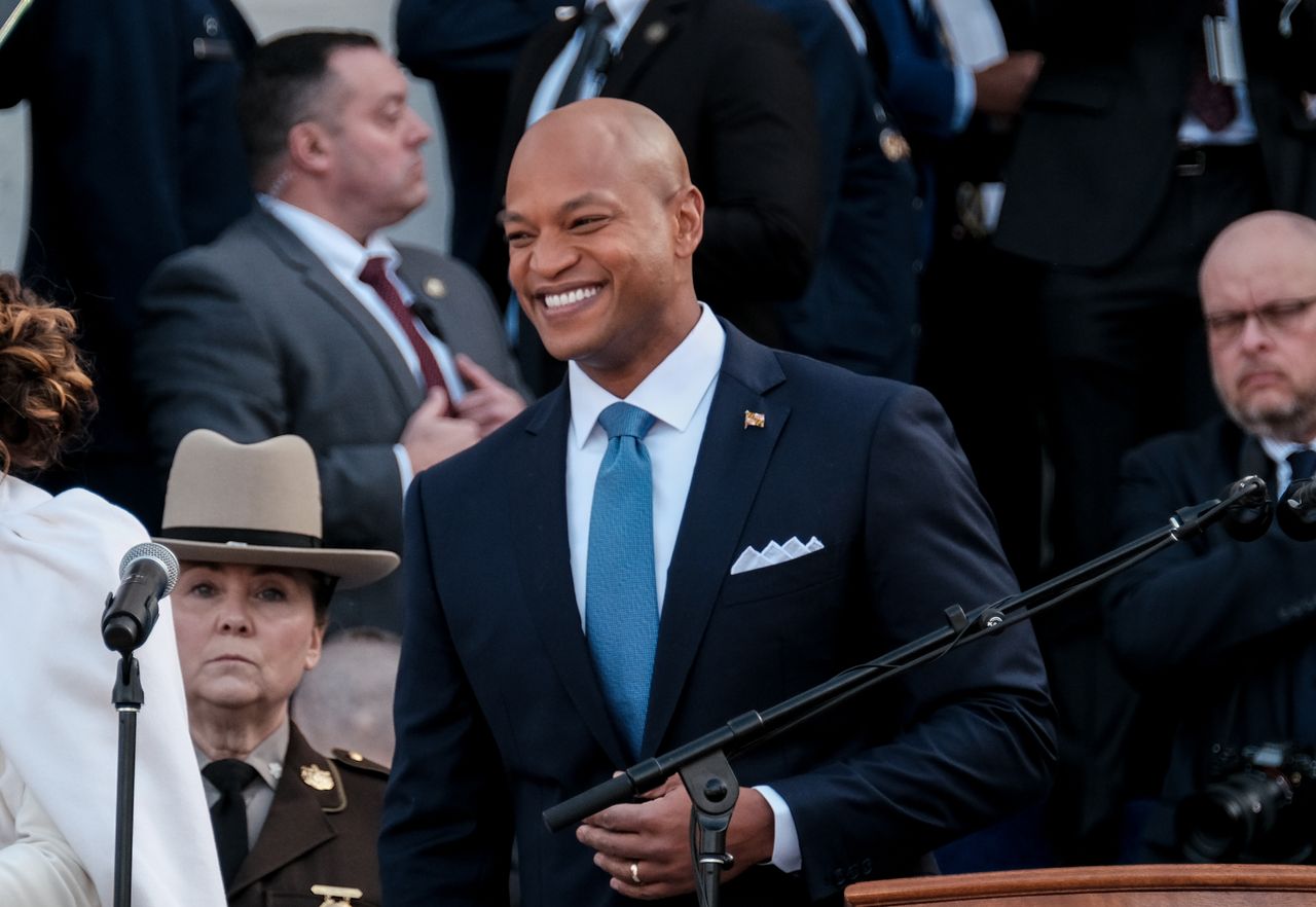 Wes Moore delivers remarks during his inauguration.