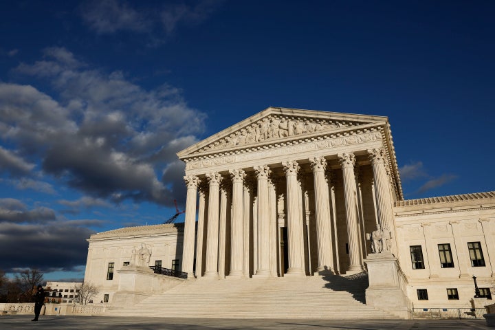 WASHINGTON, DC - JANUARY 20: Police officers stand in front of the U.S. Supreme Court during the 50th annual March for Life rally on January 20, 2023 in Washington, DC. This year’s march by the anti-abortion activists was the first since the Supreme Court decided Dobbs v. Jackson Women's Health last year, which overturned 50 years of federal government protections for abortion healthcare. (Photo by Anna Moneymaker/Getty Images)