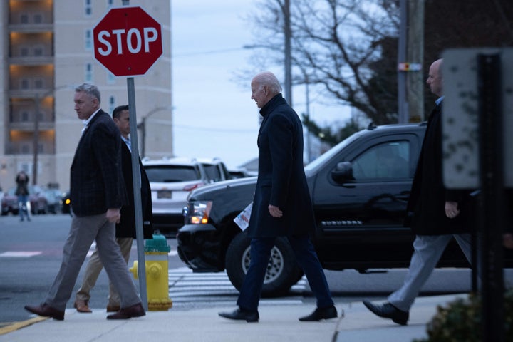 US President Joe Biden (C) leaves after attending Saturday mass at Saint Edmond Catholic Church January 21, 2023, in Rehoboth Beach, Delaware. (Photo by Brendan Smialowski / AFP) (Photo by BRENDAN SMIALOWSKI/AFP via Getty Images)