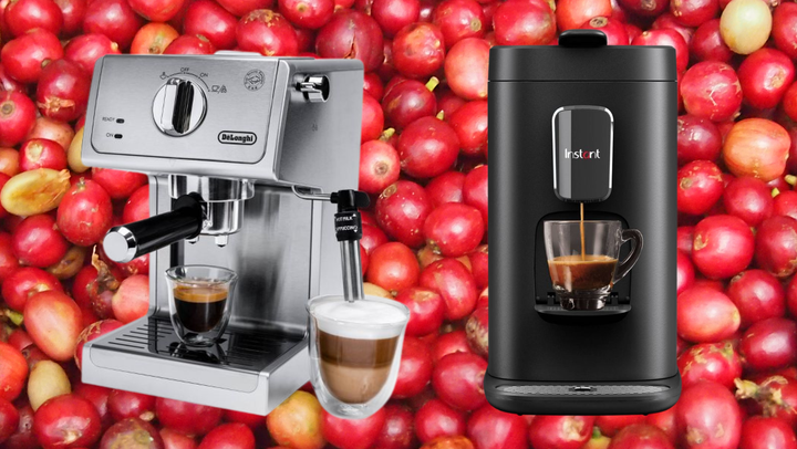Espresso machines from <a href="https://goto.target.com/c/2706071/81938/2092?subId1=63cc958ee4b0c2b49ad5ecb4&u=https%3A%2F%2Fwww.target.com%2Fp%2Fde-39-longhi-15-bar-pump-espresso-machine-ecp3630%2F-%2FA-86409277%2523lnk%3Dsametab" target="_blank" role="link" rel="sponsored" class=" js-entry-link cet-external-link" data-vars-item-name="De'Longhi" data-vars-item-type="text" data-vars-unit-name="63cc958ee4b0c2b49ad5ecb4" data-vars-unit-type="buzz_body" data-vars-target-content-id="https://goto.target.com/c/2706071/81938/2092?subId1=63cc958ee4b0c2b49ad5ecb4&u=https%3A%2F%2Fwww.target.com%2Fp%2Fde-39-longhi-15-bar-pump-espresso-machine-ecp3630%2F-%2FA-86409277%2523lnk%3Dsametab" data-vars-target-content-type="url" data-vars-type="web_external_link" data-vars-subunit-name="article_body" data-vars-subunit-type="component" data-vars-position-in-subunit="0">De'Longhi</a> and <a href="https://goto.target.com/c/2706071/81938/2092?subId1=63cc958ee4b0c2b49ad5ecb4&u=https%3A%2F%2Fwww.target.com%2Fp%2Finstant-pot-dual-pod-plus-3-in-1-coffee-maker-with-espresso-machine-pod-coffee-maker-and-ground-coffee-nespresso-capsules-compatible-black%2F-%2FA-84797718%2523lnk%3Dsametab" target="_blank" data-affiliate="true" role="link" rel="sponsored" class=" js-entry-link cet-external-link" data-vars-item-name="Instant Pot" data-vars-item-type="text" data-vars-unit-name="63cc958ee4b0c2b49ad5ecb4" data-vars-unit-type="buzz_body" data-vars-target-content-id="https://goto.target.com/c/2706071/81938/2092?subId1=63cc958ee4b0c2b49ad5ecb4&u=https%3A%2F%2Fwww.target.com%2Fp%2Finstant-pot-dual-pod-plus-3-in-1-coffee-maker-with-espresso-machine-pod-coffee-maker-and-ground-coffee-nespresso-capsules-compatible-black%2F-%2FA-84797718%2523lnk%3Dsametab" data-vars-target-content-type="url" data-vars-type="web_external_link" data-vars-subunit-name="article_body" data-vars-subunit-type="component" data-vars-position-in-subunit="1">Instant Pot</a>