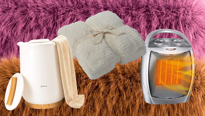 A towel warmer, the Barefoot Dreams cozy chic throw and a highly rated space heater.