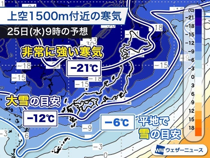 上空1500m付近の寒気