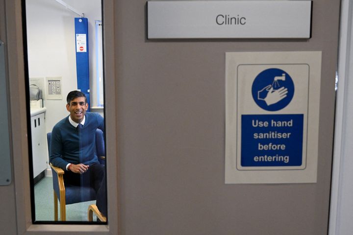 Prime Minister Rishi Sunak during a visit to Berrywood Hospital in Northampton this morning.