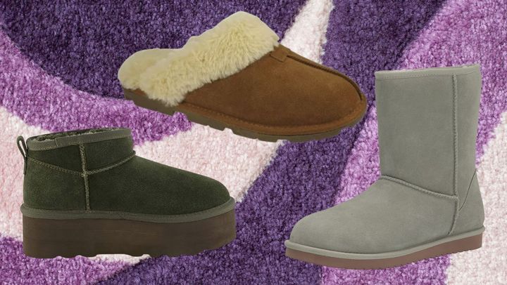 A platform mini suede boot, Secret Treasure suede slipper slides and a pair of Koolaburra sheepskin boots.