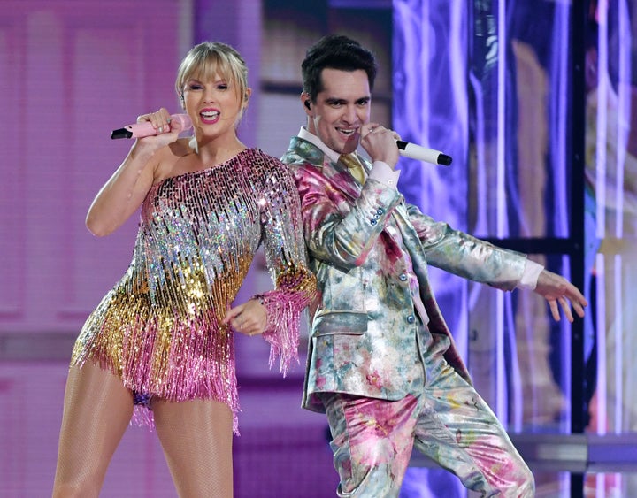 Taylor Swift (left) and Brendon Urie in 2019.