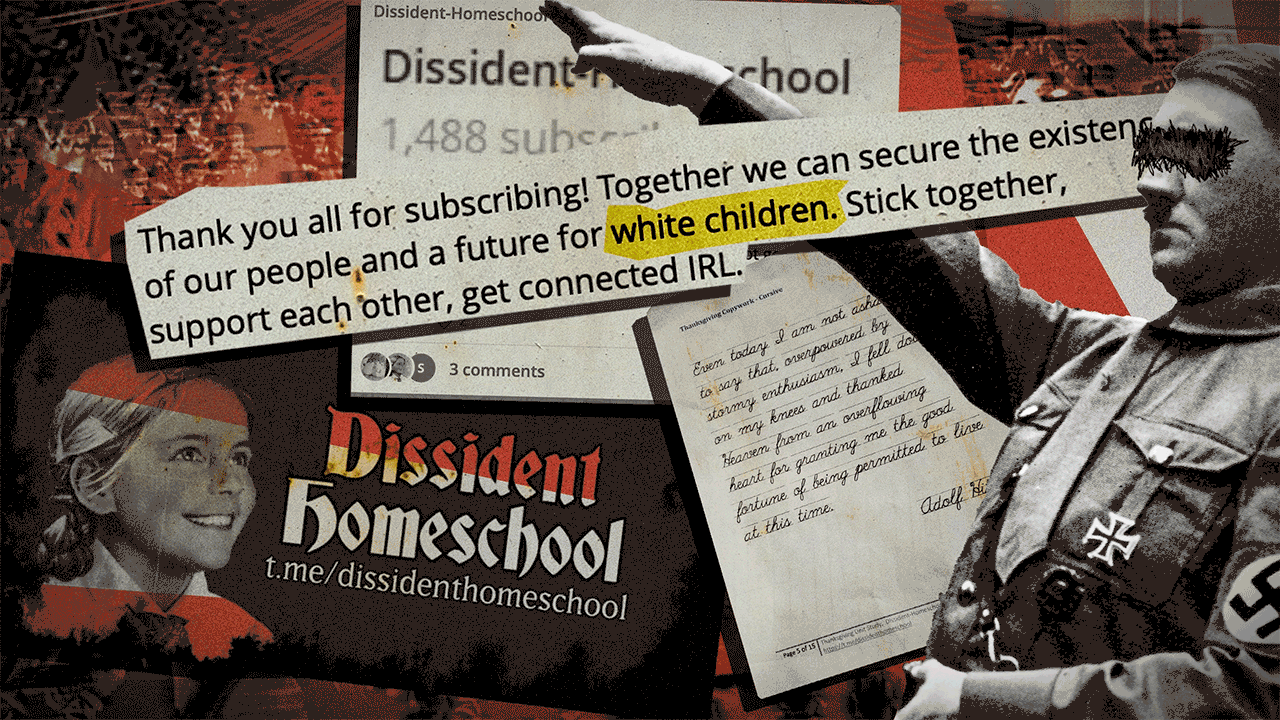 The Dissident Homeschool channel on Telegram shares "Nazi-approved material" for home schooling.